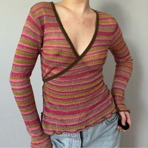 vintage gap wrap striped shirt size small